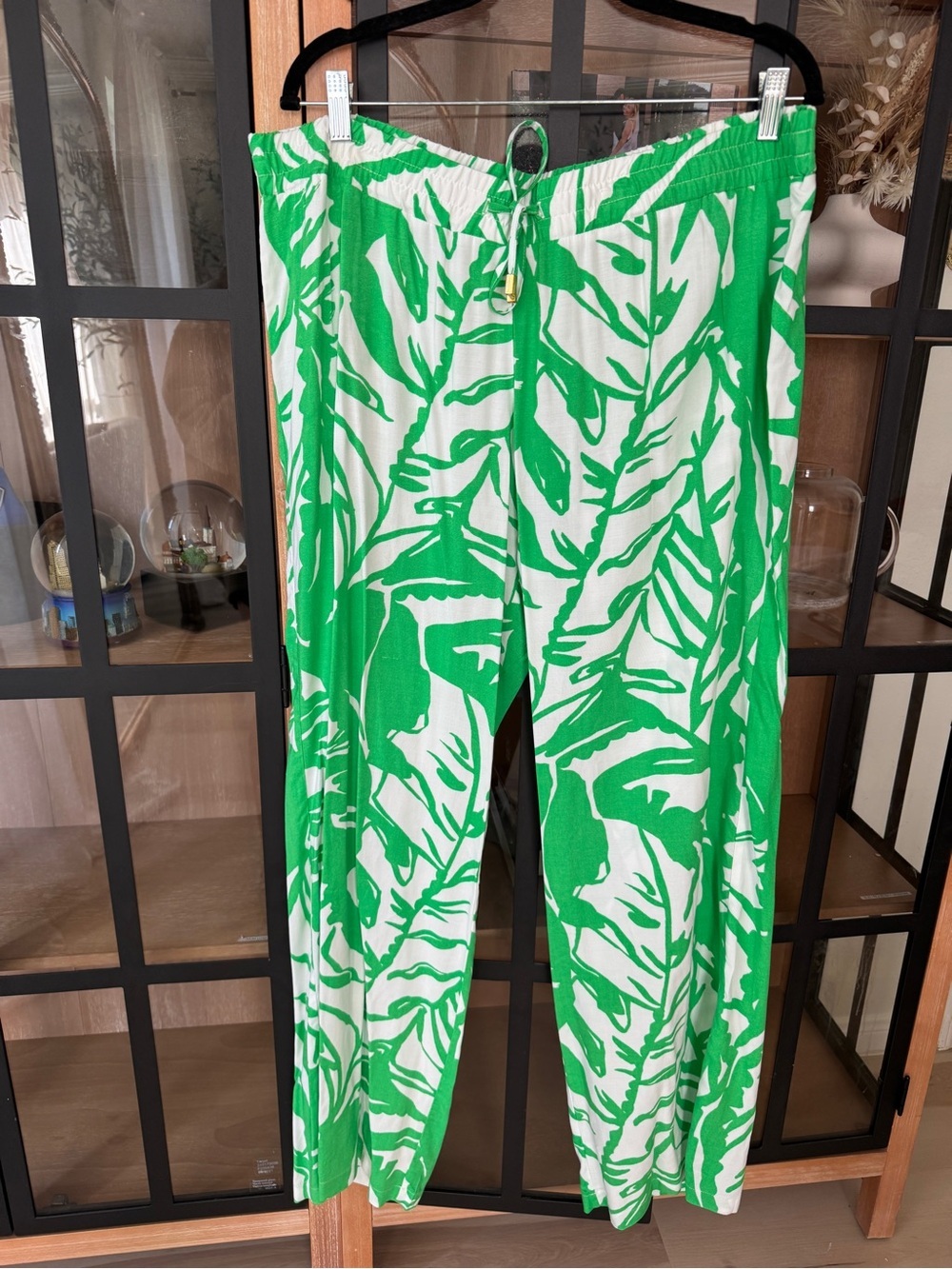 Lilly Pulitzer boom boom palazzo pants kelly green leaf tropical print wide leg